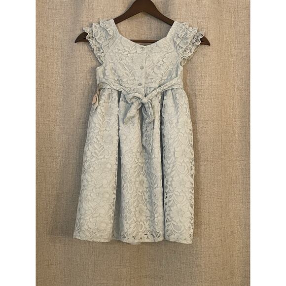 Pippa & Julie Dress Size 6X Light Blue Ivory Lace Tulle Lined Holiday Fancy NEW - Picture 5 of 9